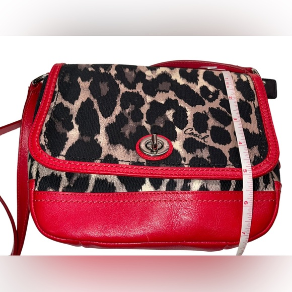 Coach - red and leopard crossbody bag- like new - Picture 5 of 12
